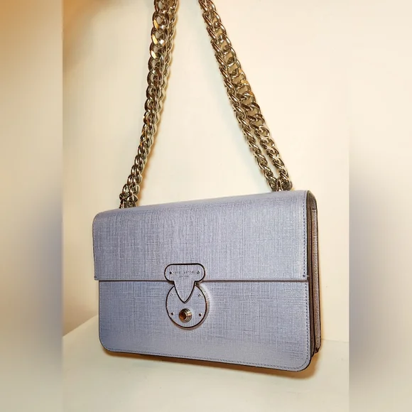 Henri bendel Warren Street chain detail light blue crossbody shoulder bag - Picture 2 of 6